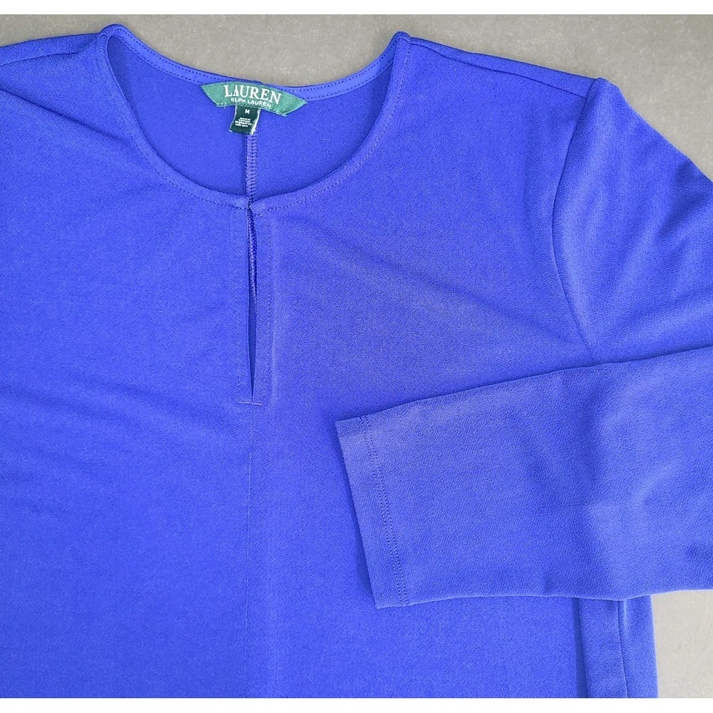Lauren Ralph Lauren Blue Tunic Top Medium Long Sleeve Career Blouse